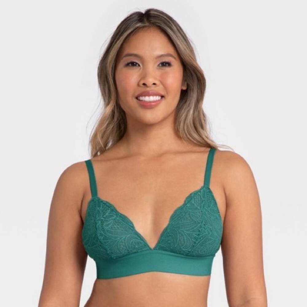 All. You. LIVELY Teal Blue Longline Lace Bralette